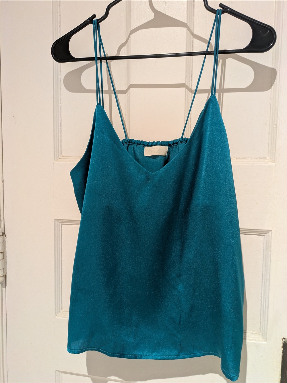 Satin Teal Double-Strap Cami Top
